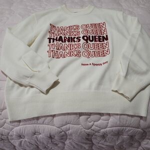 Queen Of Sparkles Thanks White Sweater